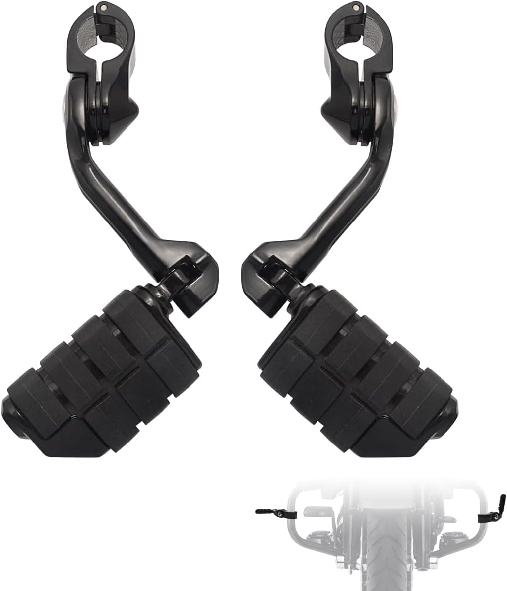 FOVPLUE 1.25" Adjustable Highway Footpegs for Harley Davidson Motorcycles - Black