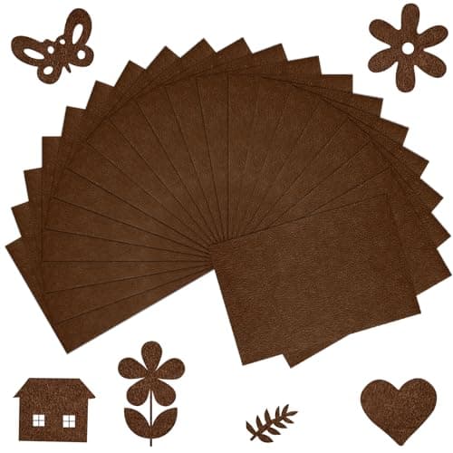 BOUBONI 20 Pcs Brown Felt Fabric Sheet 8 x 12 Assorted Color Felt Fabric Sheets for Crafts DIY Handcraft Sewing Squares Patchwork Nonwoven