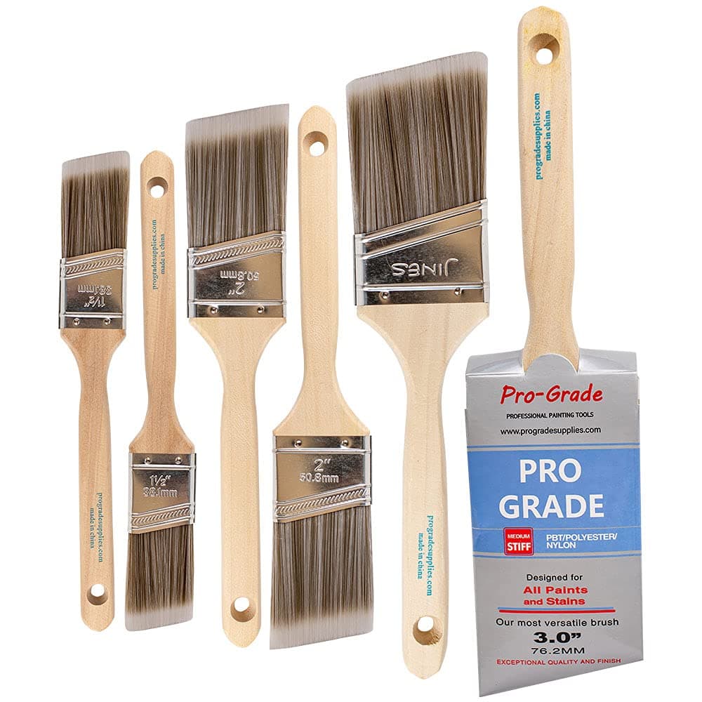 Pro Grade Paint Brushes 6 Pack Variety Angle Paint Brushes