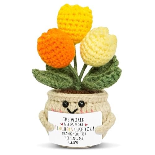 OASSIE Teacher Appreciation Gifts for Women Men Handmade Positive Tulip Crochet Flowers Teachers Day Graduation Birthday Thank You Appreciation School Retirement Gifts for Teachers from Student