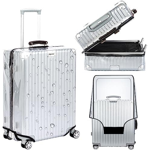 Veki Clear Suitcase Cover PVC Protector with Zip, Waterproof Transparent Luggage Cover Protective Bag, for Plastic Trolley Case Protect Suitcases from Scratch for Travel Accessories (26inch)