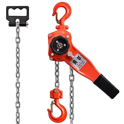 SALUINOKI Chain Come Along 3300lbs Manual Lever Chain Hoist 1-1/2 ton 10ft Premium for Heavy Duty Lifting