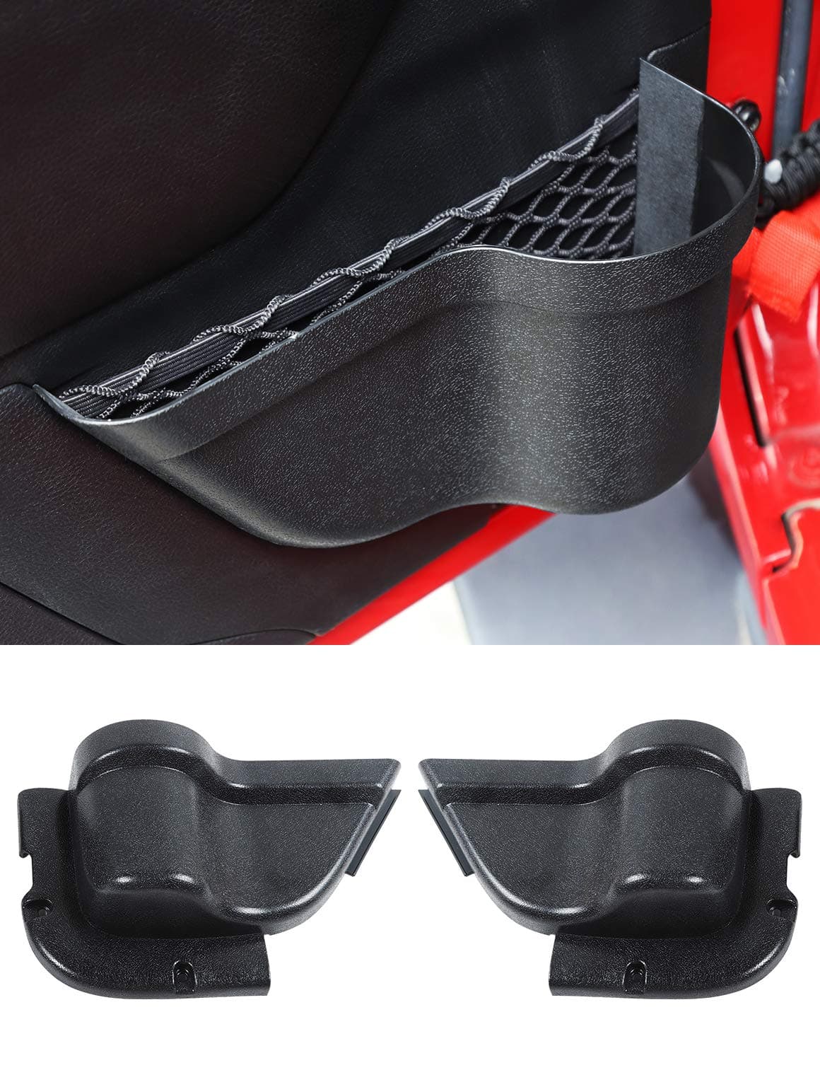 Savadicar DP3 Front Door Storage Pockets Door Side Insert Organizer Box for 20112018 Jeep Wrangler JK JKU 24 Door Interior Storage Expansion Accessories Black 2 PCs