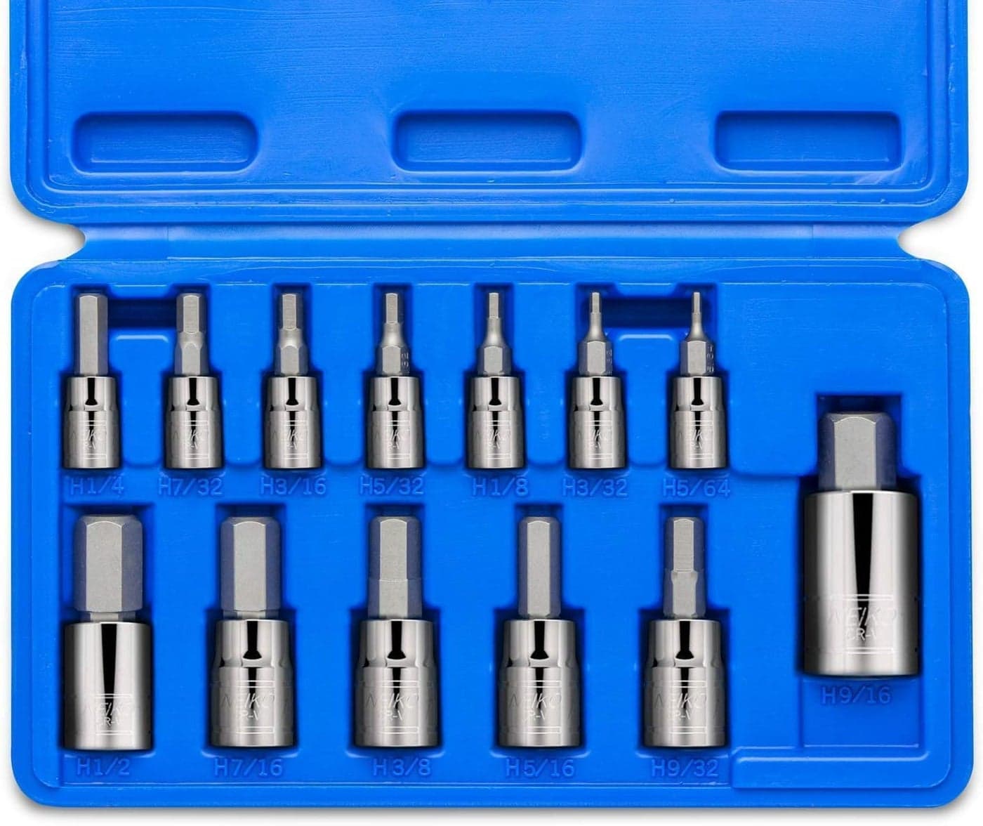 Neiko 10075A SAE Hex Bit Socket Set | 13-Piece Set | S2 Steel