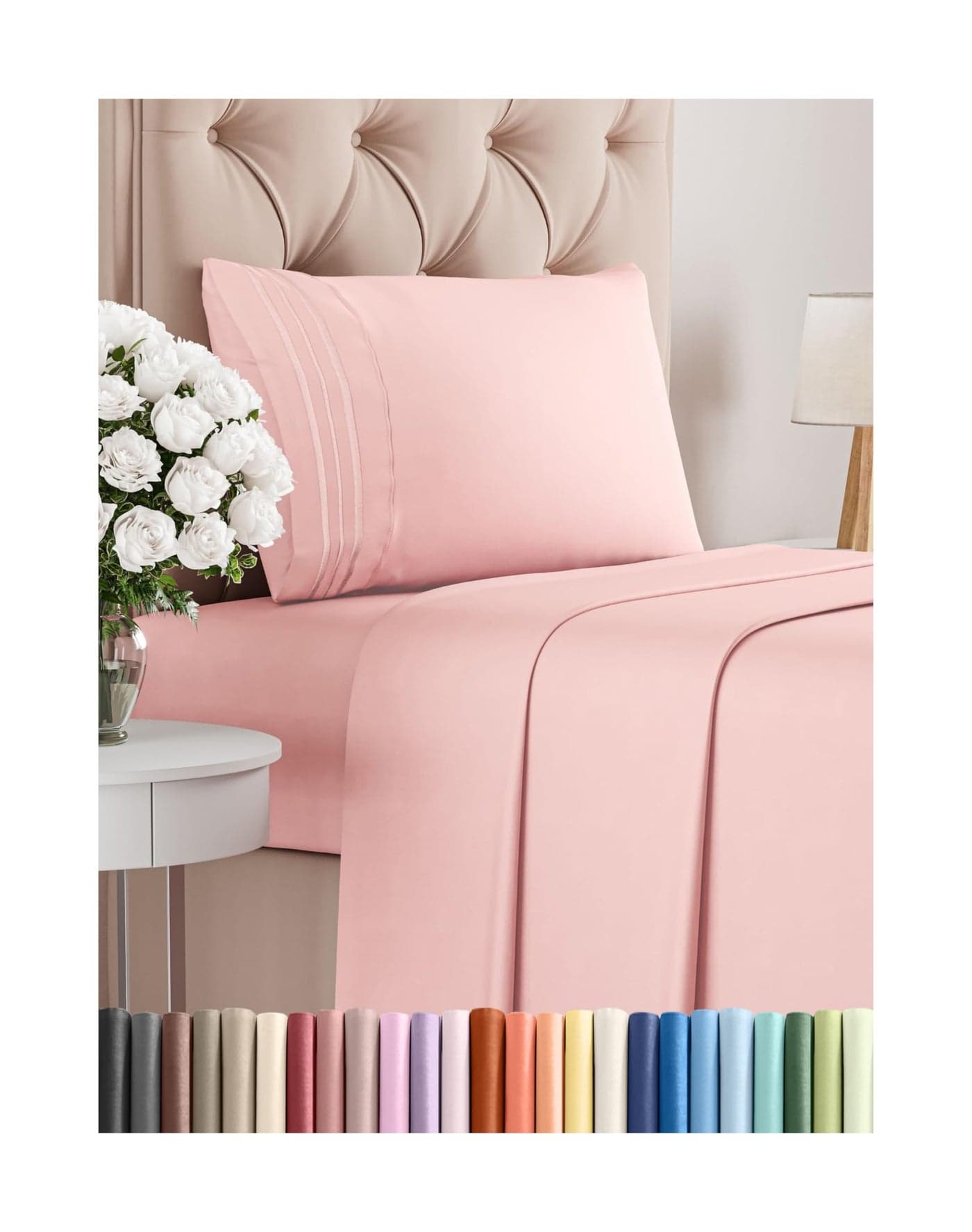 Twin Size 3 Piece Sheet Set - Comfy Breathable & Cooling Bed Sheets Set - Hotel Luxury Bedding for Women, Men, Kids, Teens, Boys & Girls - Deep Pockets, Ultra-Soft, Wrinkle Free - Oeko-Tex - Baby Pink