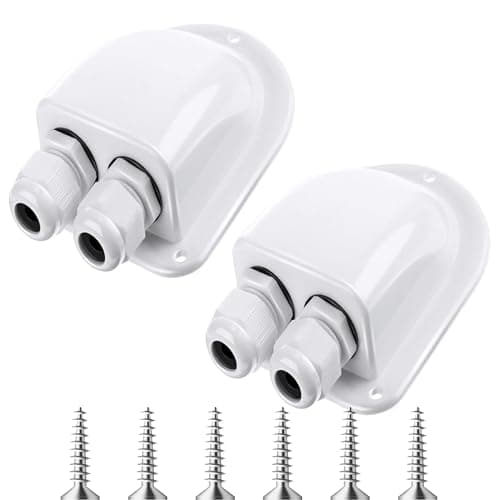 Enhon 2 Pack Solar Cable Entry Gland, Weather Resistant Solar Gland, Dual Cable Entry Housing for All Types 3mm² to 10mm² RV, Caravan, Marine, Boat, Cabin (White)