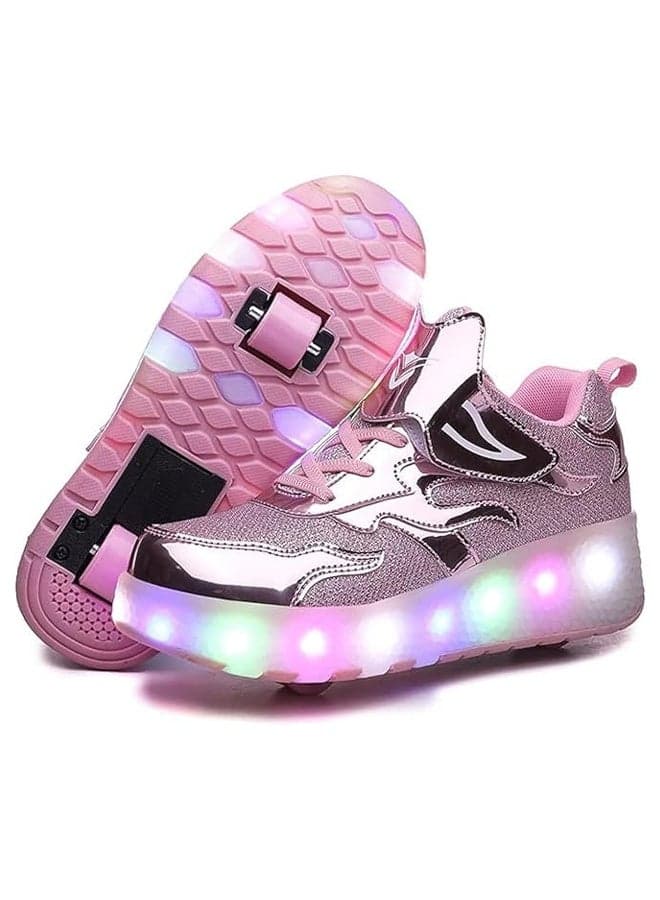 Kids Roller Skates with 4 Wheels,New Upgrade Skates with LED Light,Rechargeable Sport Sneaker for Boys Girls Beginner,More Balanced