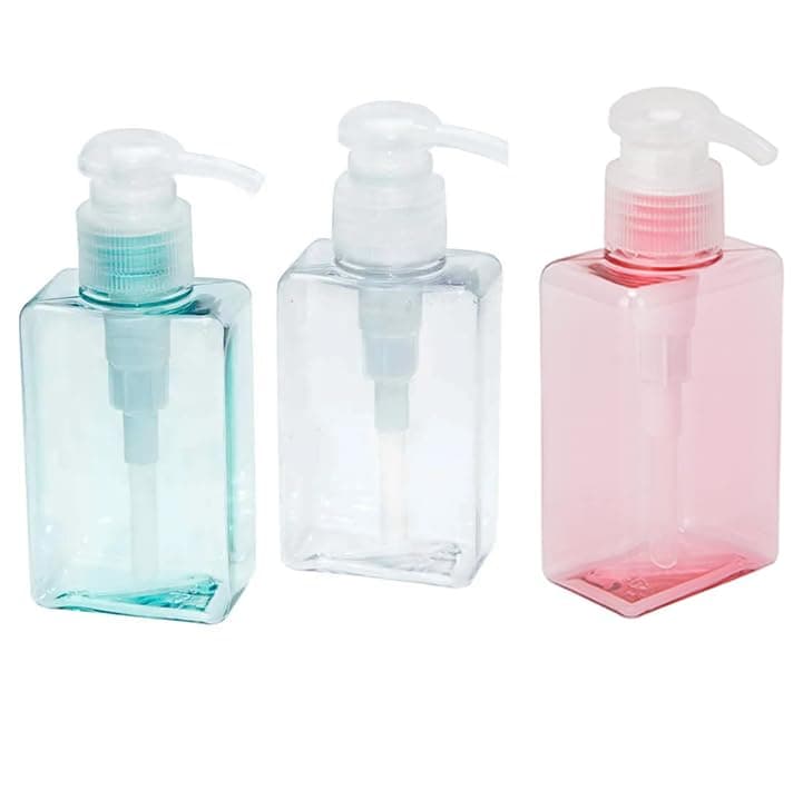 KIRA 100ML Empty Pump Bottle Dispenser for Lotion, Container for Travel, Shower Gel, Travel Bottles for Toiletries and Hand Soap (Multicolor) (Pack of 3)