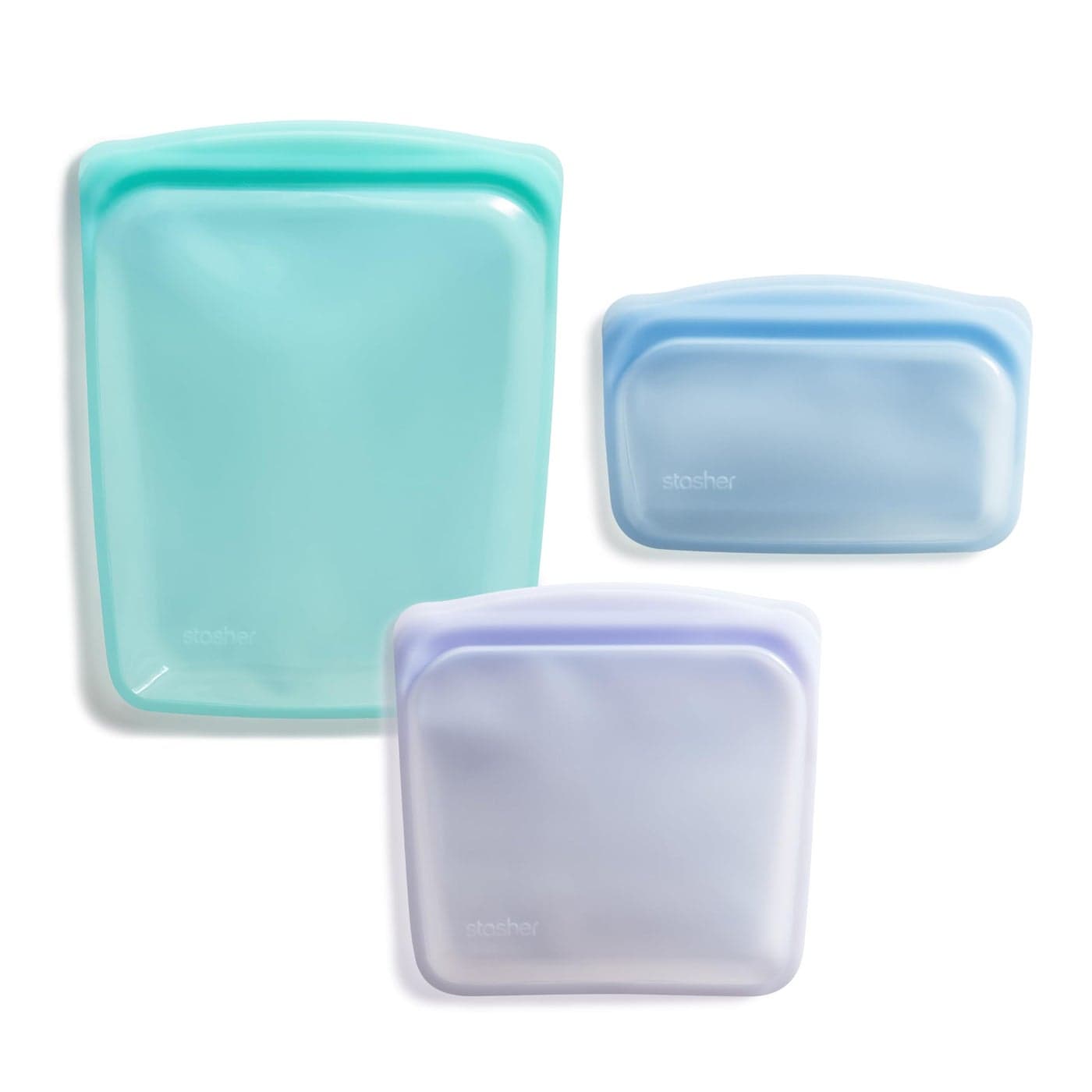 Stasher Premium Silicone Reusable Food Storage Bags 3Pack Multi MultiUse Food Storage Bags Lunch Bag Travel Containers BPA Free Leakfree DishwasherSafe Ecofriendly