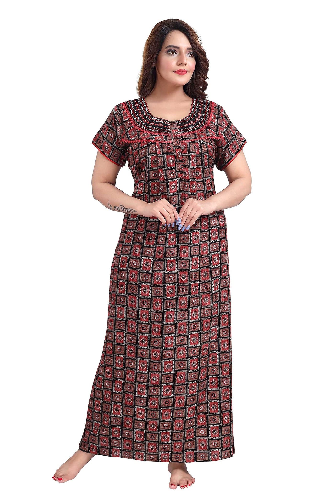 Soulemo Women's Alpine Maxi Nighty (XXL - Bust 52, Red) 690IXXL