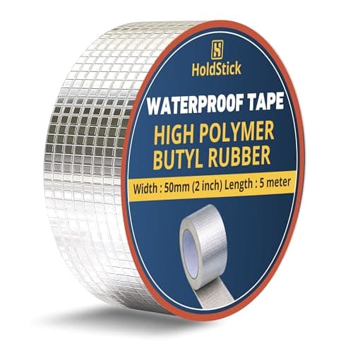 HoldStick Waterproof Butyl Tape – 50mm x 5M, Heavy Duty Aluminium Foil Repair Tape for Roof Leaks, Pipe Cracks, Window Gaps, Water Tanks, Boat Sealing, HVAC Insulation, Strong Adhesive – Pack of 1