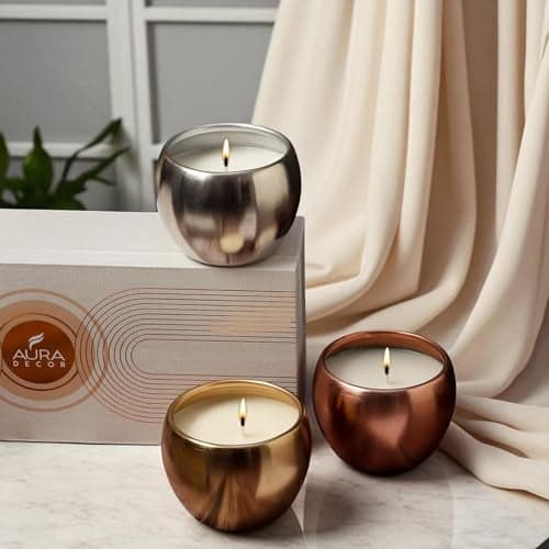 Auradecor Sanskrit Serenity Candle Gift Set Organic Luxry Aroma Candle Set for Diwali, HomeDecor, & Gifting (Set of 3)