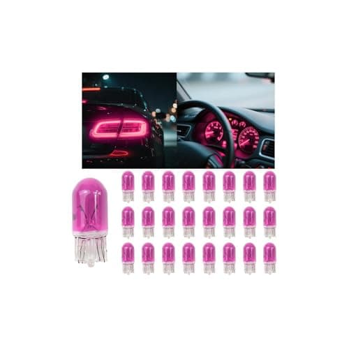 Osilly 25PCS T10 12V 5W Car Turn Signal Light Bulbs Clear Flat Foot Vehicle Side Marker Lamp Bulbs Auto Interior Amber Headlight Bulbs Accessories Universal for SUV Sedan Truck Pink