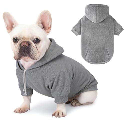 BAOBICUTE Dog Basic Hoodie Soft Dog Clothes Cold Weather Sweaters for Medium Large Dogs Cozy Fabric Warm Sweatshirt with Leash Hole for Boys (Grey, Medium (10-20 lbs))