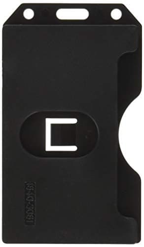 Black 2 Sided Rigid Multi Card Holder - Hard Plastic Vertical ID Badge Holder for 2 Standard or Thick Prox Cards by Specialist ID, Sold Individually