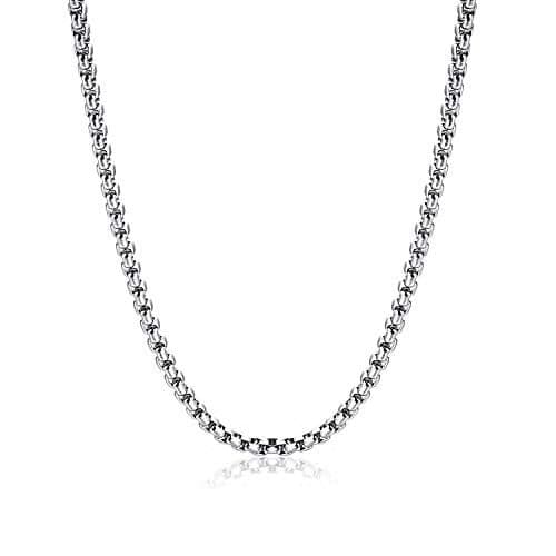 Square Rolo Chain Necklace 2 mm 18 inch Stainless Steel Box Chain Jewelry for Men & Women