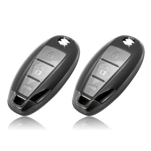 JVCV® 2 Pack Soft TPU Transparent Black Key Cover Compatible with Maruti Suzuki Baleno Ciaz Brezza S Cross Swift Ignis & Toyota Urban Cruiser 2/3 Button Smart Key | Slim Fit Case (Transparent Black)