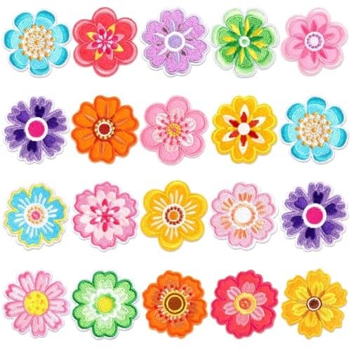 AUGSUN 36 Pieces Floral Iron on PatchesFlower Sew on Patches Floral Embroidery Appliques for Clothes DIY Crafts Fabric Decoration