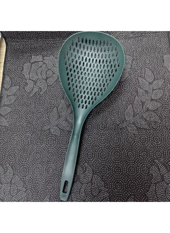 Green Plastic Strainer Scoop Colander Slotted Pasta Skimmer with Ergonomic Handle