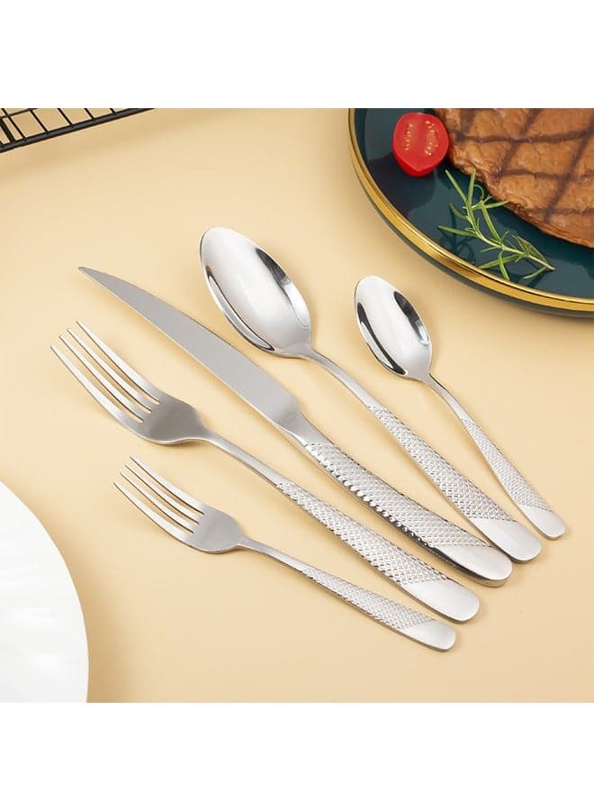 36 Piece Creative Star Diamond Stainless Steel Cutlery Set with Gold Accents Gift Box Steak Knives Forks Spoons