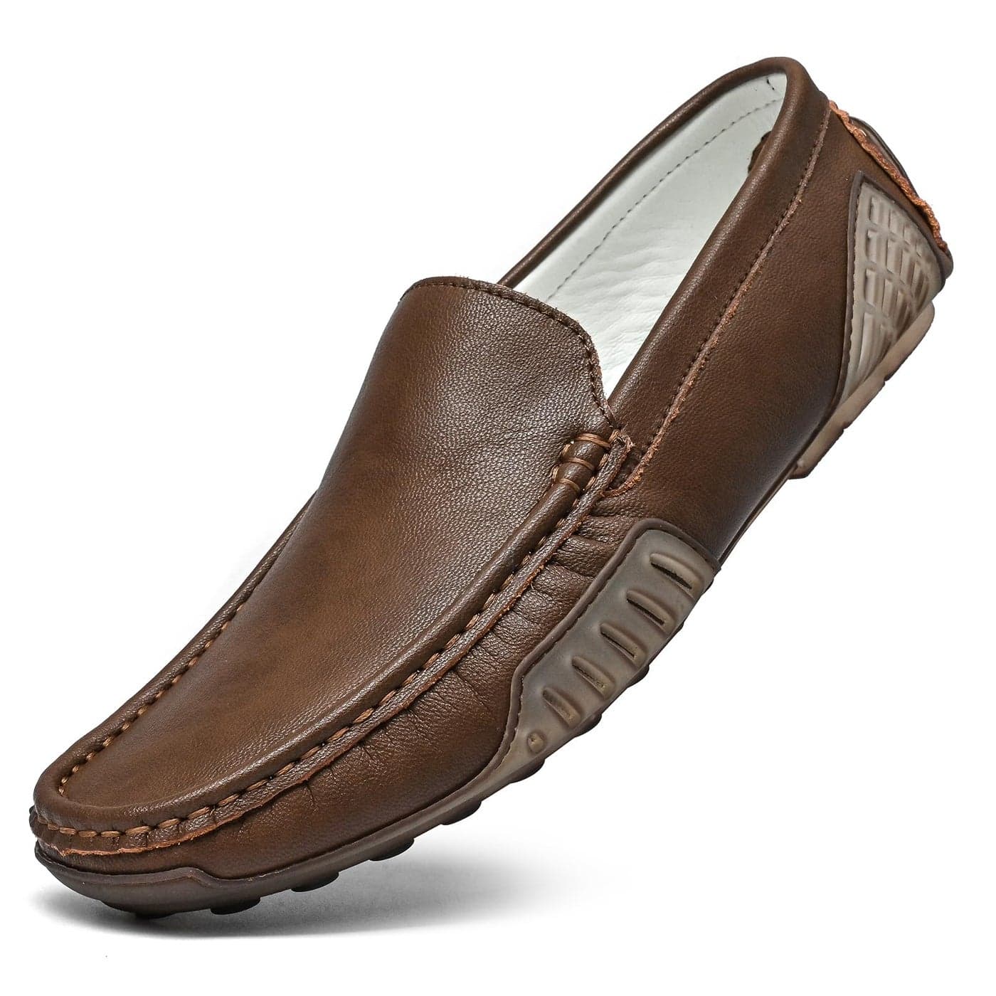 LUODENGLANG Mens Loafers Casual Shoes Slip On Premium Genuine Leather Driving Shose Penny Loafers for Men Lightweight Breathable Brown 75 M40