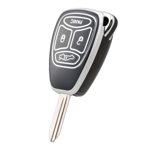 CHATYYD Key fob Cover for Chrysler Soft TPU Car Key Cover Case for Jeep Commander Grand Cherokee Chrysler 300 Dodge Charger Durango 20052009 Accessories4 Buttons Black