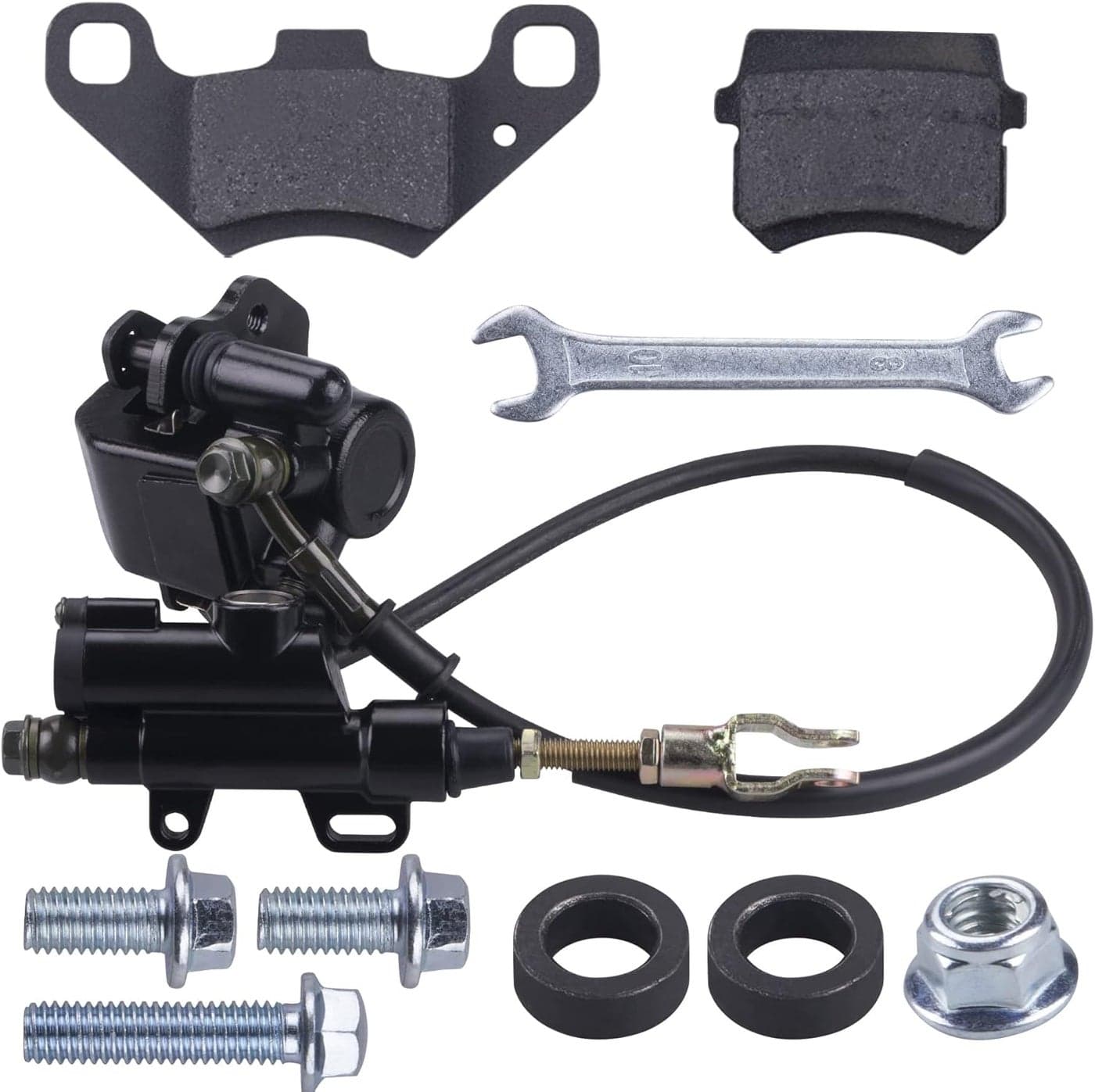 CNCMOTOK Rear Brake Master Cylinder Caliper Assembly for 50cc to 125cc Chinese ATV Quad Scooter