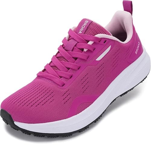 BRONAX Wide Toe Road Running Shoes Womens Outdoor Tennis Gym Lace up Stylish Athletics Sports Size 7w Walking Sneakers Female Zapatos Deportivos para Mujer Hot Pink 38