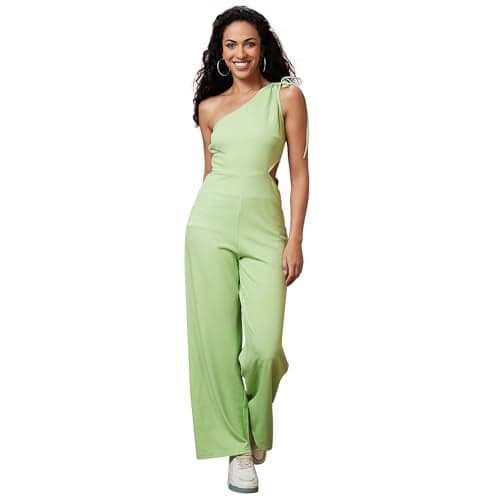 Globus Women Pista Solid One Shoulder Waist Cut Out Jumpsuit-3640205003