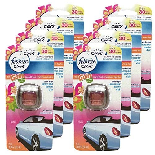 Febreze Car Vent Clips Air Freshener & Odor Eliminator, Gain Island Fresh Scent - 8Piece, Multicolor