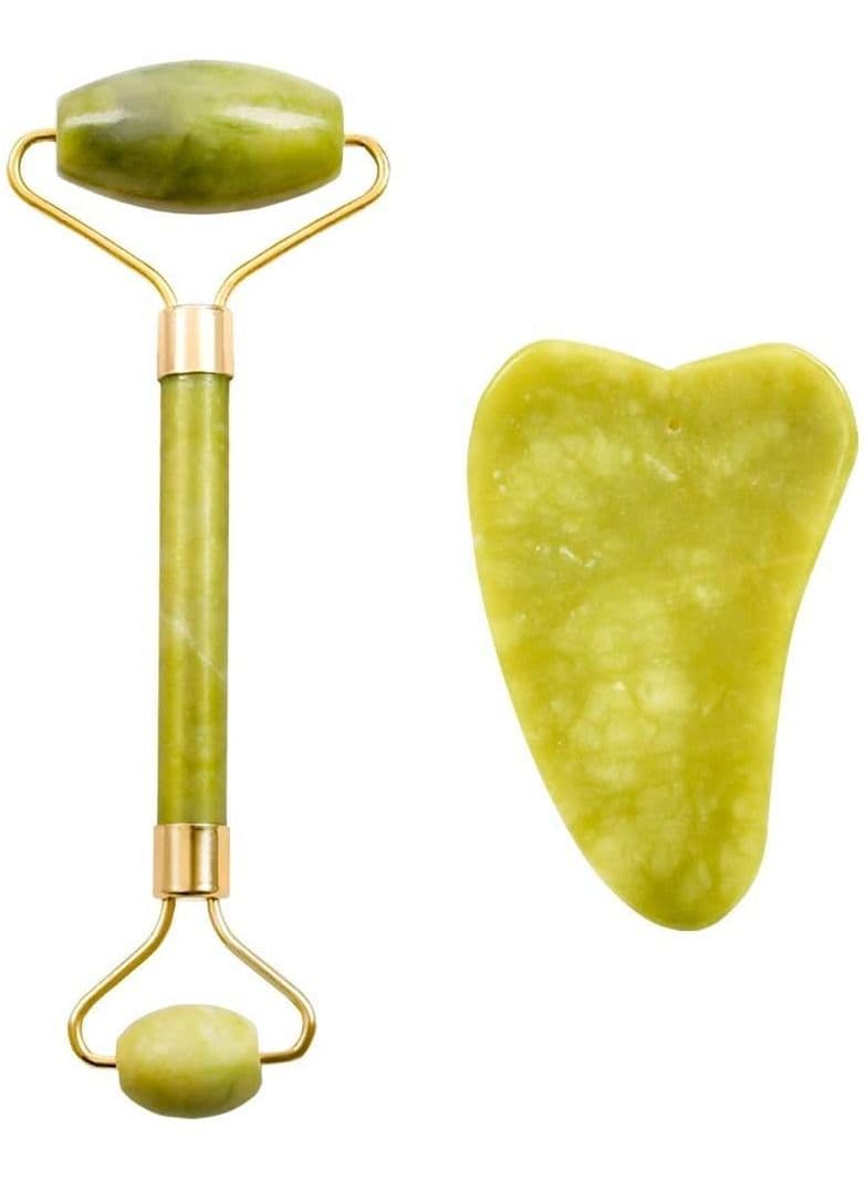 2 in 1 Jade Roller and Gua Sha Set Natural Jade Facial Roller