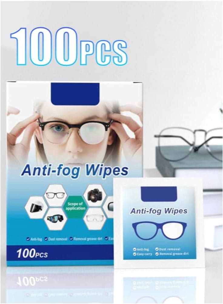 100-Piece Eyeglass Lens Cleaning Wipes, Pre-moistened Individually Wrapped Sracth-Free, Streak-Free Eye Glasses Cleaner Wipes for Sunglass, Camera Lens, Goggles