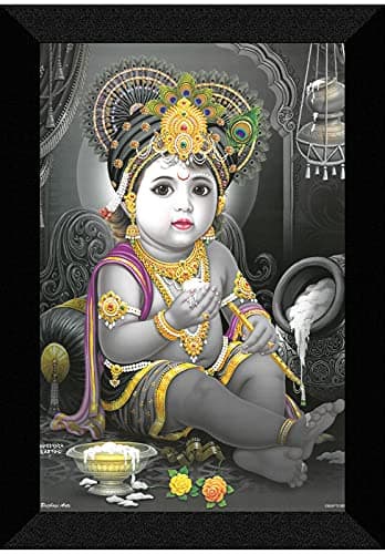 SAF 'Kanha Ji' UV Teatured Digital Reprint Framed Painting (11 inch X 14 inch)