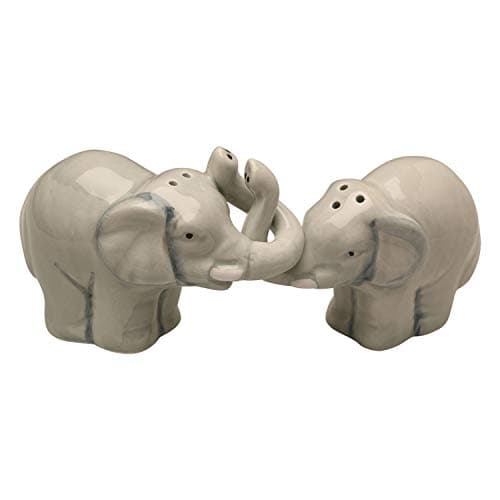 Abbott Collection 27-HUG/ELEPHANT Hugging Elephants Salt and Pepper Shaker Set, Grey, 3.5" L