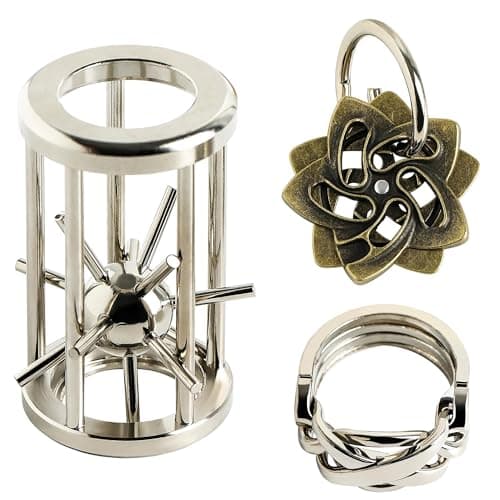 Metal Brain Teasers Puzzles Kit 3 PCS Alloy Unlock Interlock Cast Coils Puzzle Game Toys for Adults Mind IQ Logic Test Disentanglement Games Office Supplies WP12