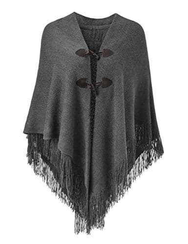 Ferand Shawl Wraps for Women – Toggle Closure, Elegant Fringe Shawl for Travel, Work, or Casual Outfits, Perfect for Fall Layering, Dark grey