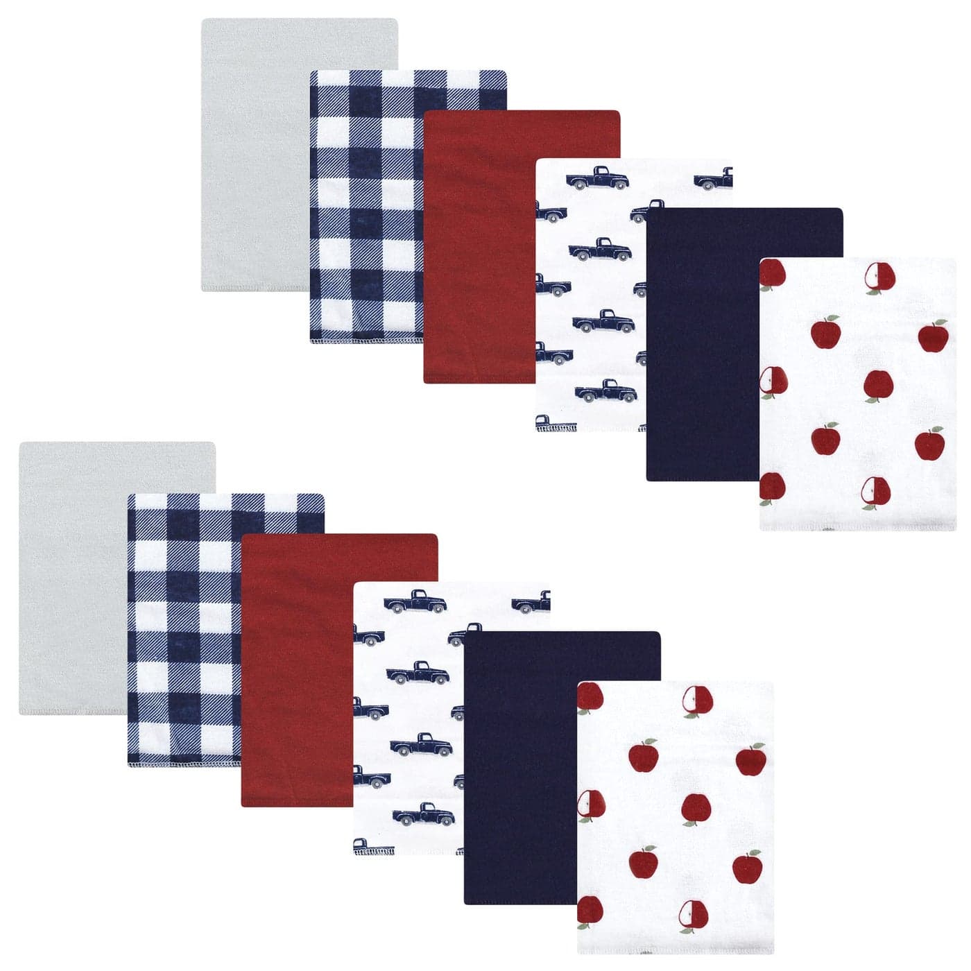 Hudson Baby Unisex Baby Cotton Flannel Burp Cloths Bundle Apple Orchard One Size