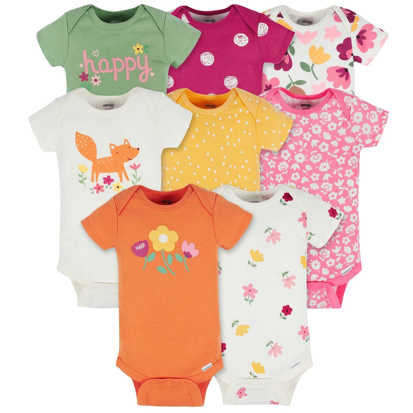 Onesies Brand Baby Girls 8Pack Short Sleeve Mix Match Bodysuits Fox 69 Months