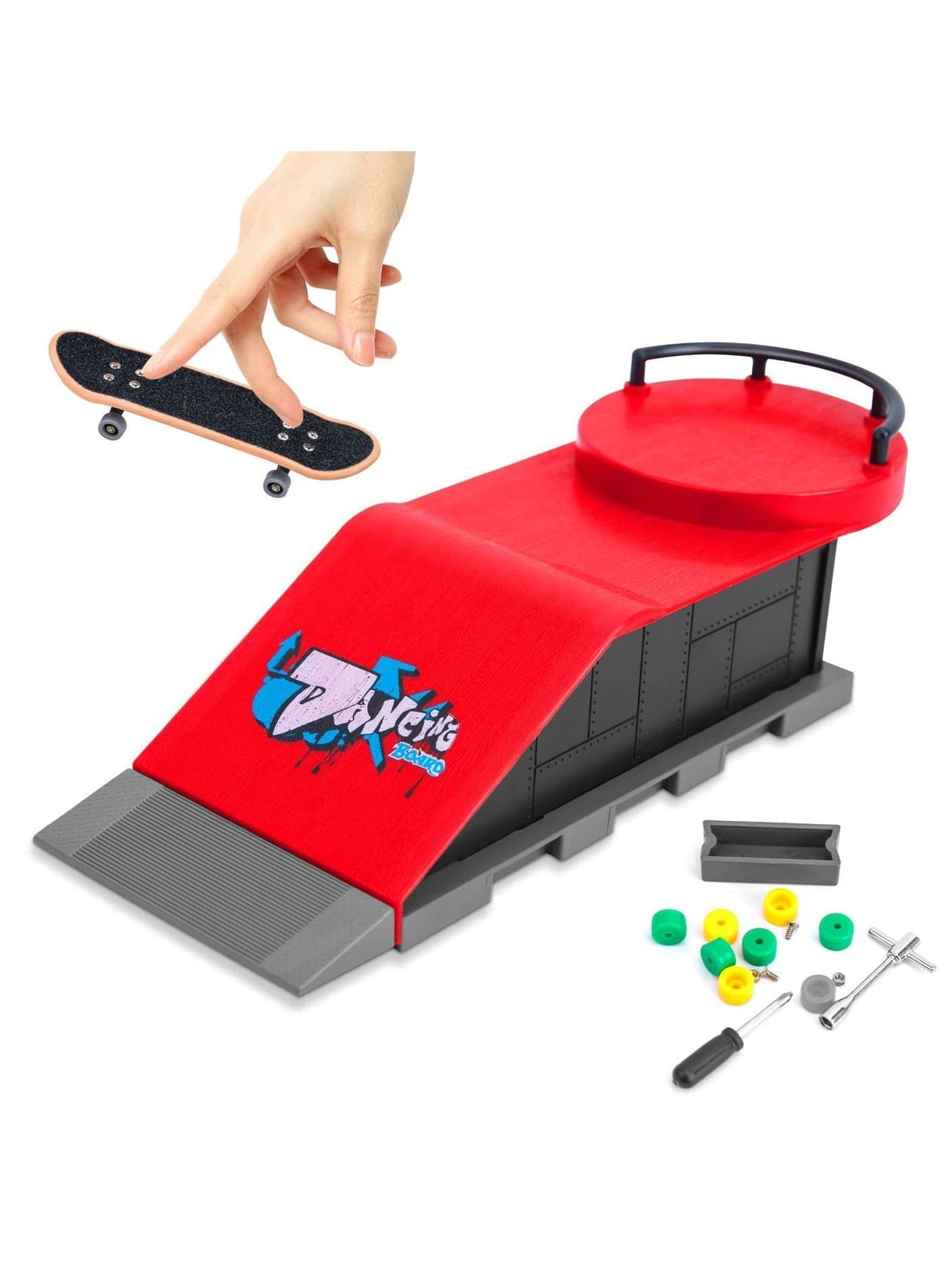 Finger Skateboard Ramp Set, Mini and Accessories Props Deck Track Ultimate Park Ramps Fingerskate Toy Set for Kids Birthday Gift (D)