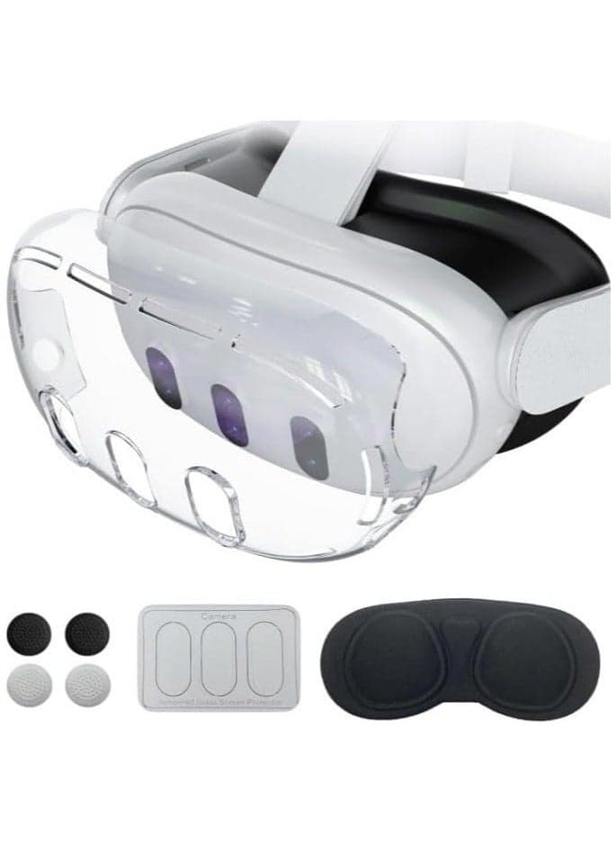for Meta Quest 3 Accessories, Protective Shell Cover Compatible with Oculus Quest 3, VR Accessories Included Transparent Shell Cover, Lens Tempered Film, Lens Cover, Joystick Caps