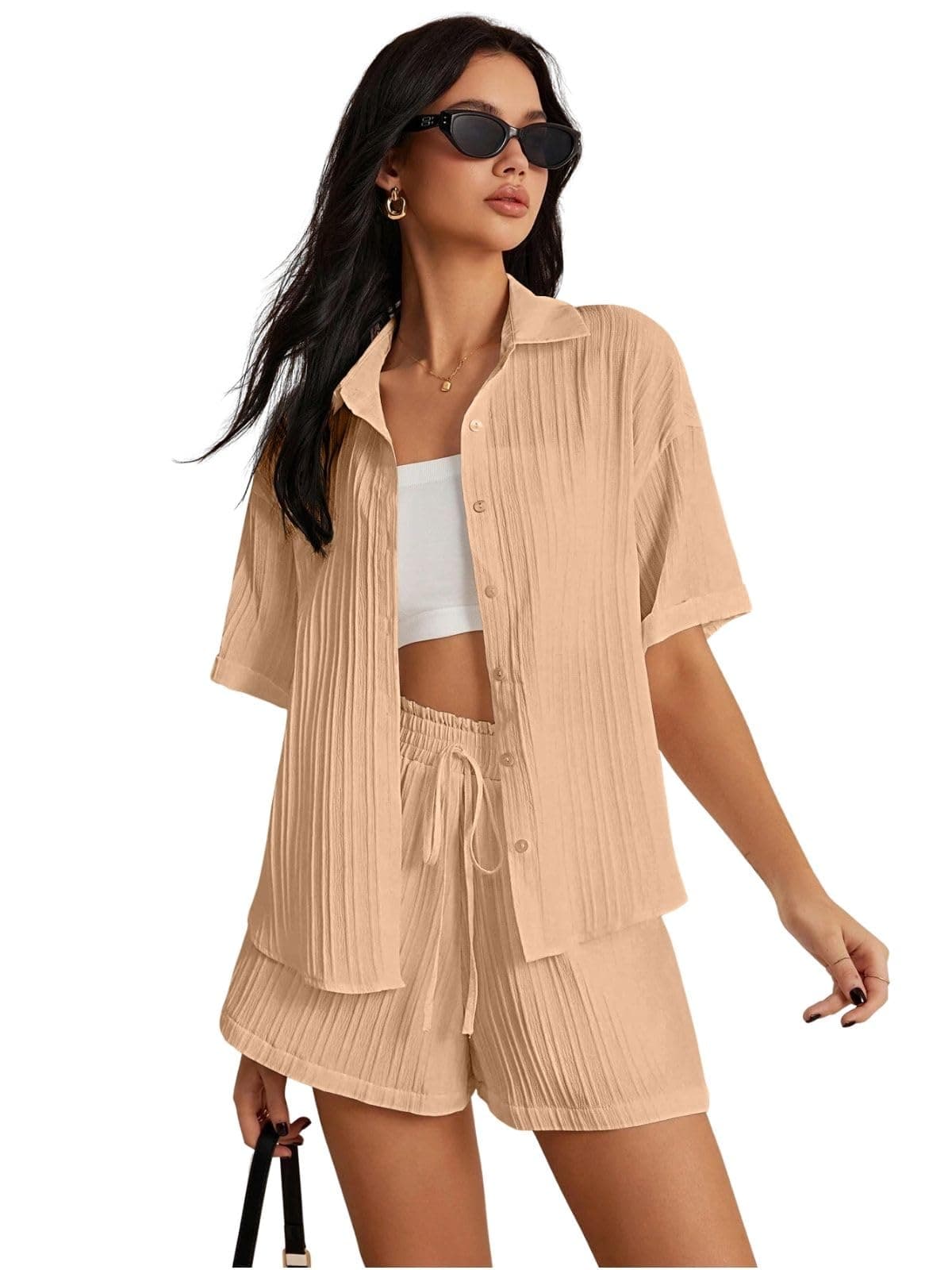 Leriya Fashion Women's Poly Lycra Blend Solid Regular Western Co Set (LF-W.CO-ORD SET-W2274&SH305_Orange