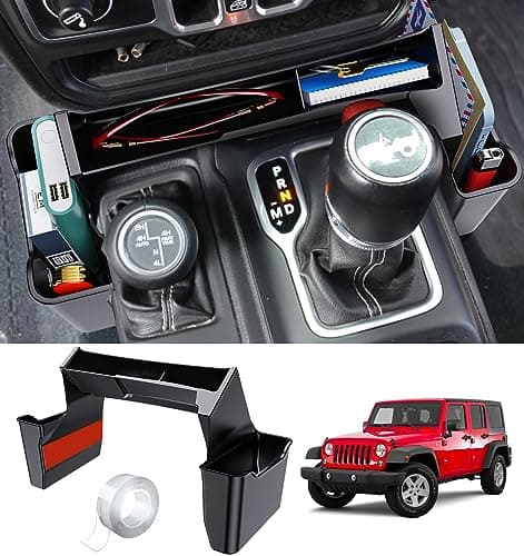 Eamplest Gear Shift Center Console Side Tray Organizer for Jeep Wrangler JL JLU 4xe 2025 2024 2023 2022 2021 2020 2019 2018& Gladiator JT 2020-2025 Interior Storage Accessories Shifter Storage Box