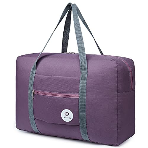 Narwey For Spirit Airlines Foldable Travel Duffel Bag Tote Carry on Luggage Sport Duffle Weekender Overnight for Women and Girls (1112 Purple)