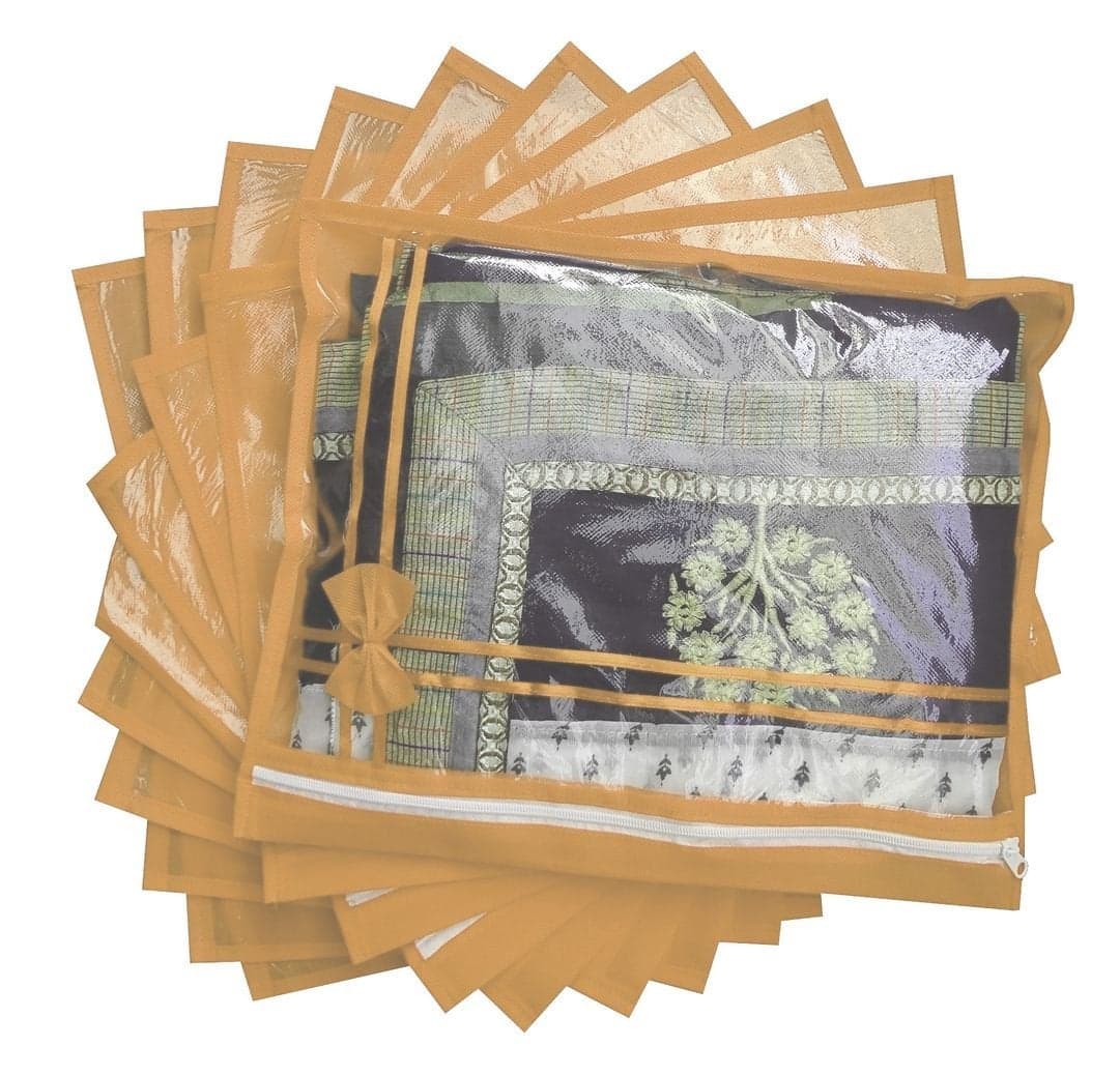S4S® 10 Piece Non Woven Single Saree Cover (Brown)