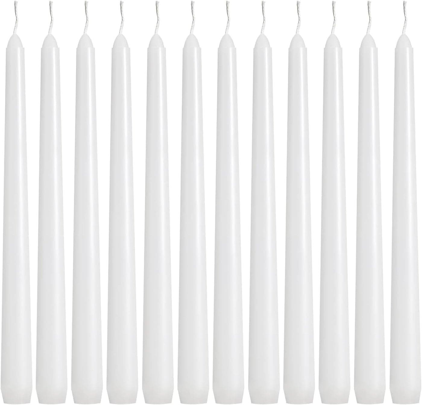 YOROXRG 36 Pack White Taper Candles 78 Hours Burn Time Unscented Smokeless and Dripless 08 x 10 Inch Dinner Candle Set for Household Wedding Party and Home Dcor Candlesticks