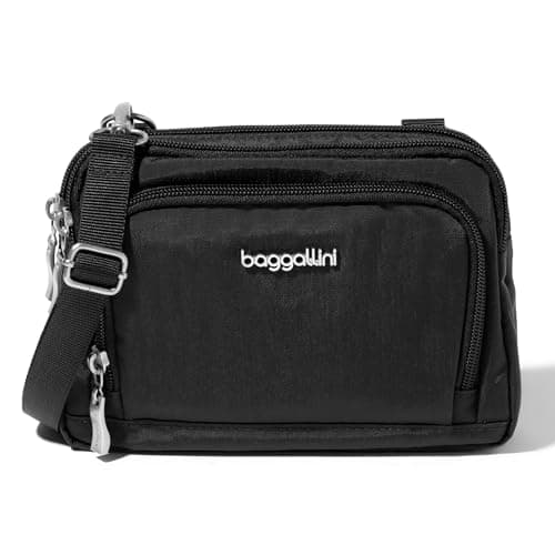 Baggallini Trifecta RFID Wallet Crossbody - 8"x6" Crossbody Bag for Women Convertible Fanny Pack Belt Bag