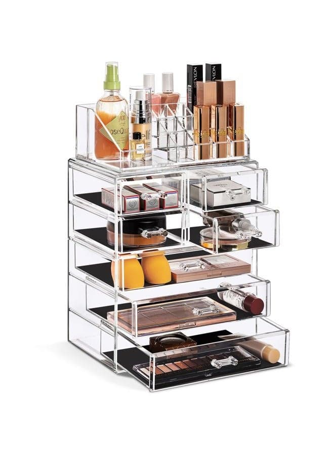 Acrylic Cosmetics Makeup and Jewelry Storage Case Display Set (Set Style 1)
