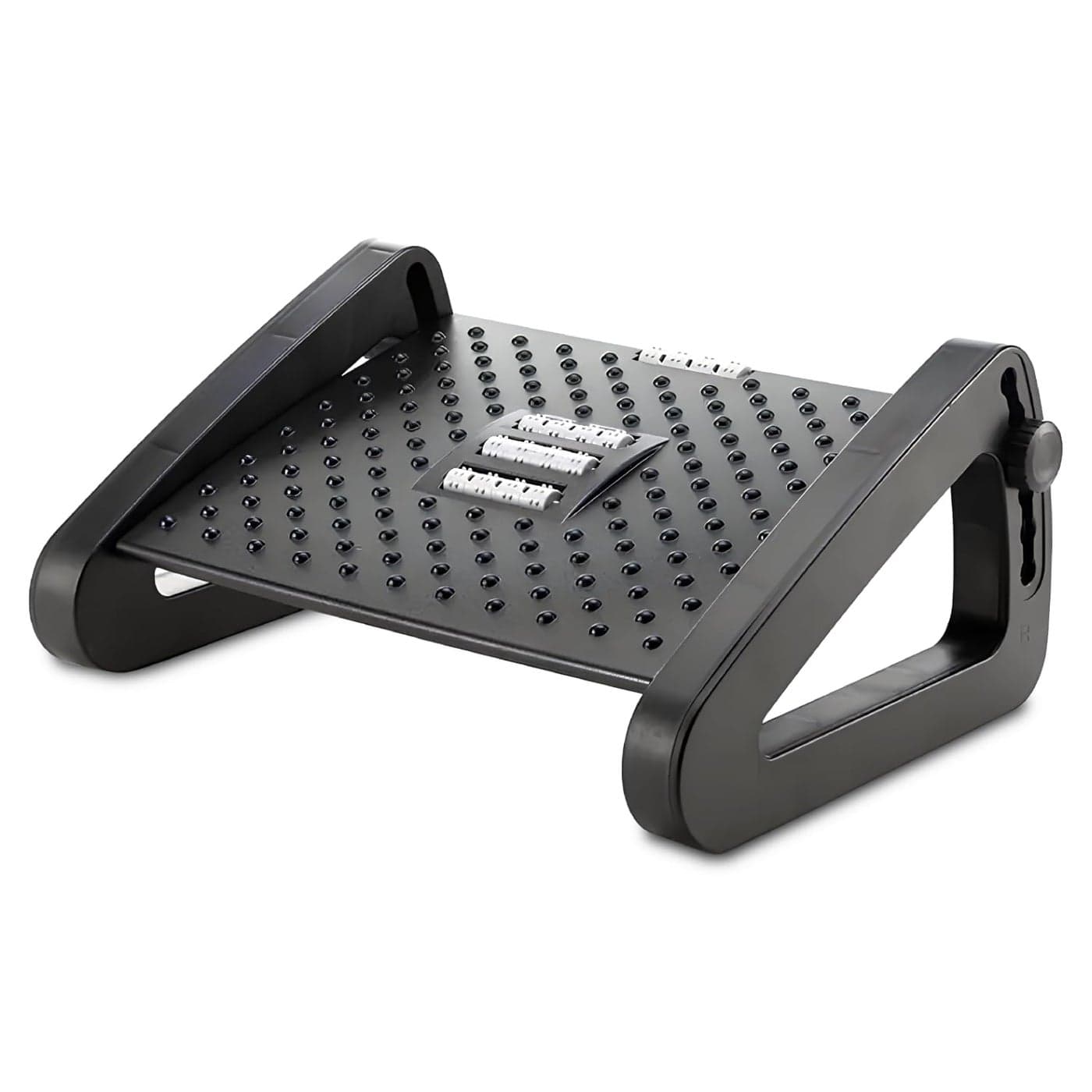FWQPRA Foot Rest Six Height Adjustable Foot Rest for Under Desk at Work Ergonomic Foot Stool for Under Office Desk Under Desk Footrest with Foot Massage Roller for Leg Rest Black