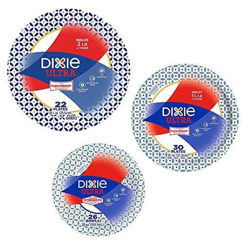 Dixie Ultra Heavy Duty Paper Plate Bowl Bundle Large Plate 10 116 22 ct Medium Plate 8 12 30 ct and Bowl 26 ct Styles May Vary