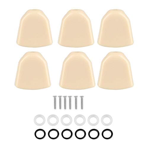 6 Piece Acrylic Guitar Tuning Peg Buttons Set Replacement Machine Heads Knobs for Electric Acoustic Guitar with Ferrules and Screws Beige